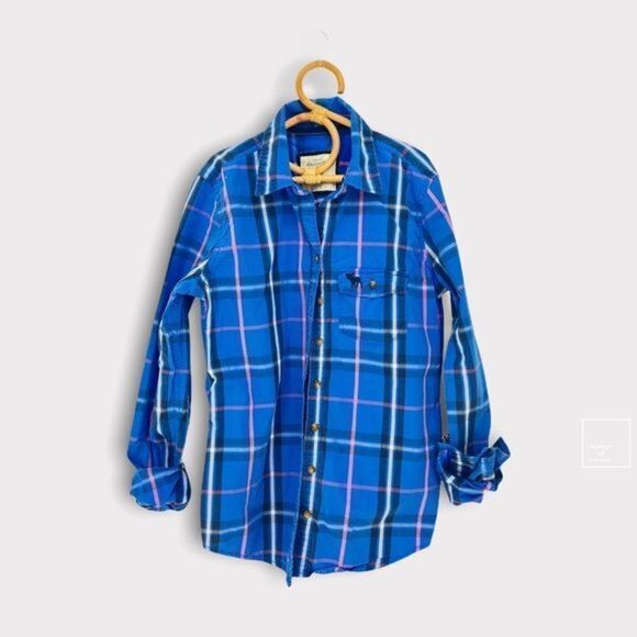 Abercrombie & Fitch Tops - Abercrombie & Fitch womens button front shirt size XS blue pink